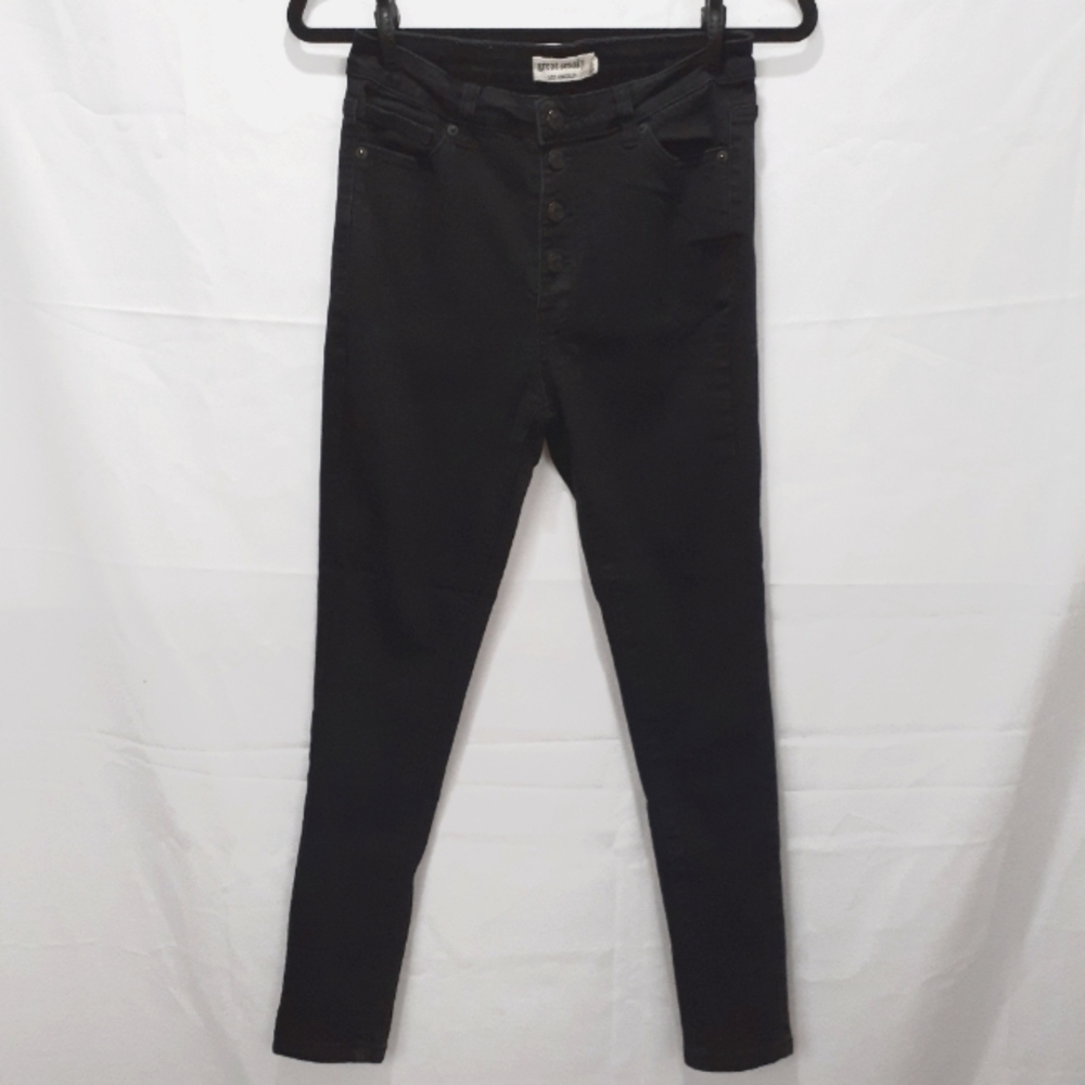 Great Smoky Jeans Juniors Size 9 High Waist Button Front Black Skinny Jeans